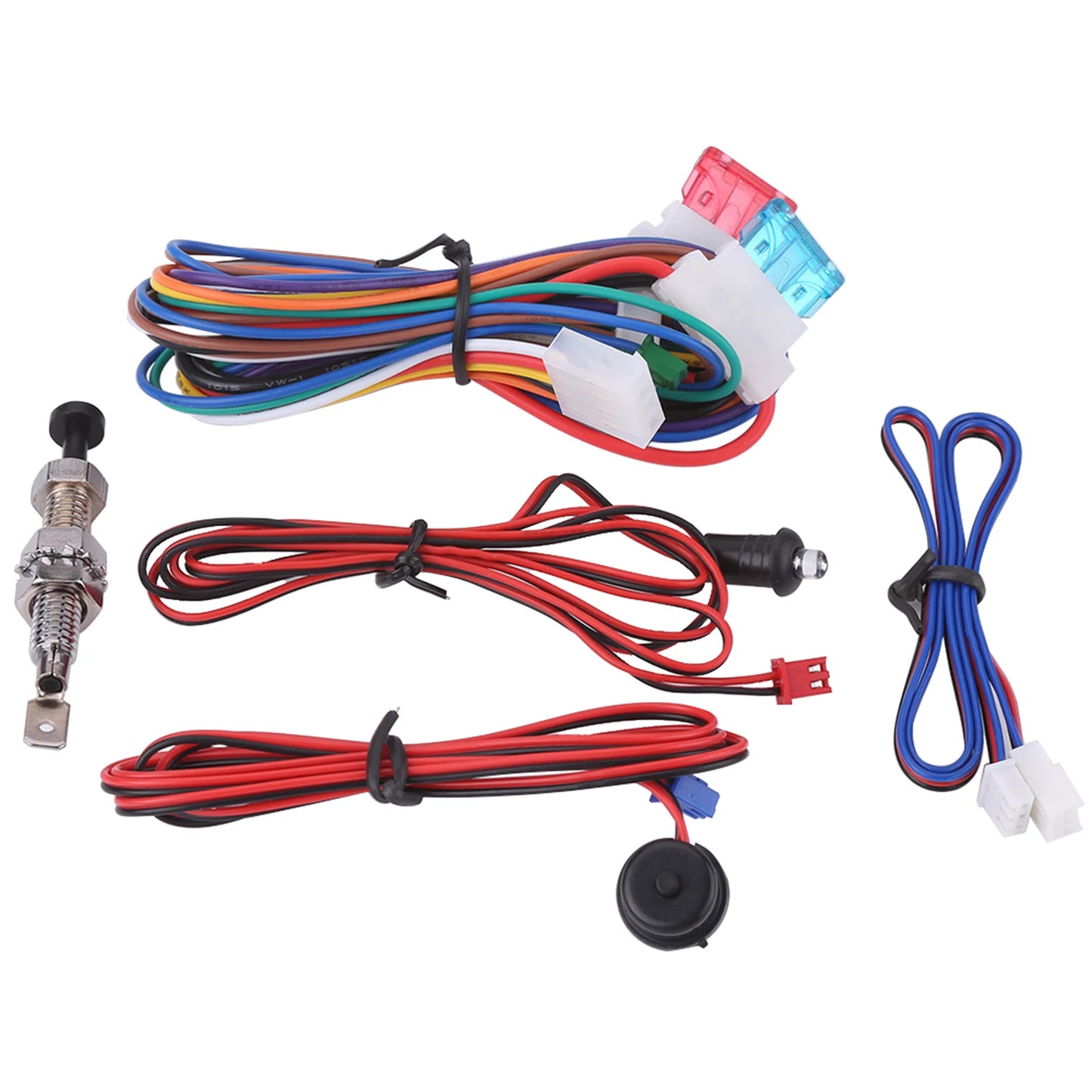 Universal Car Vehicle Security System Burglar Alarm Protection Anti-theft System 2 Remote with Siren Wiring Harness Programmable