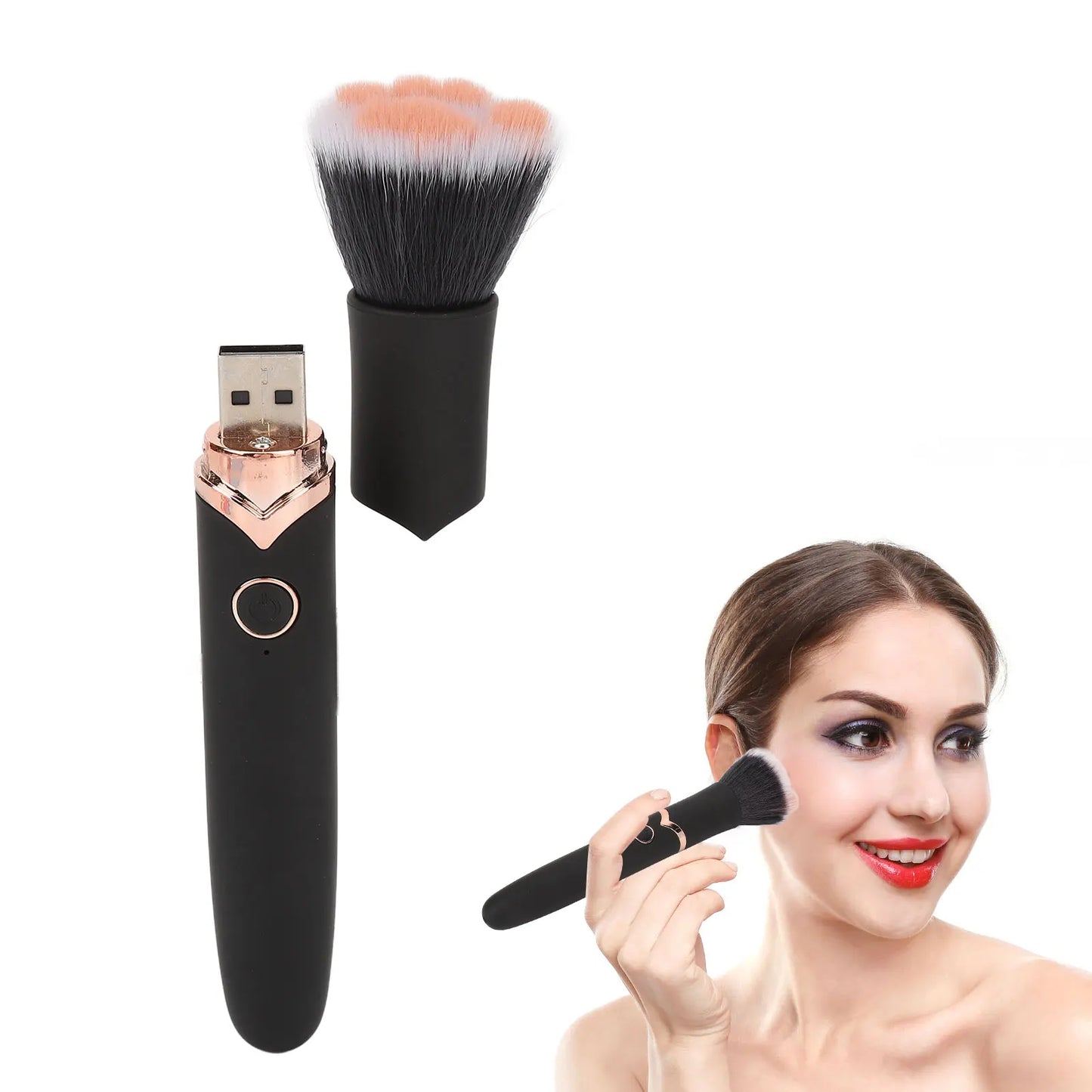 Loose Powder Brush Makeup Brush  Blush Loose Powder Brush 10 Gears Vibration Electric Massage Brush Black Makeup Brush