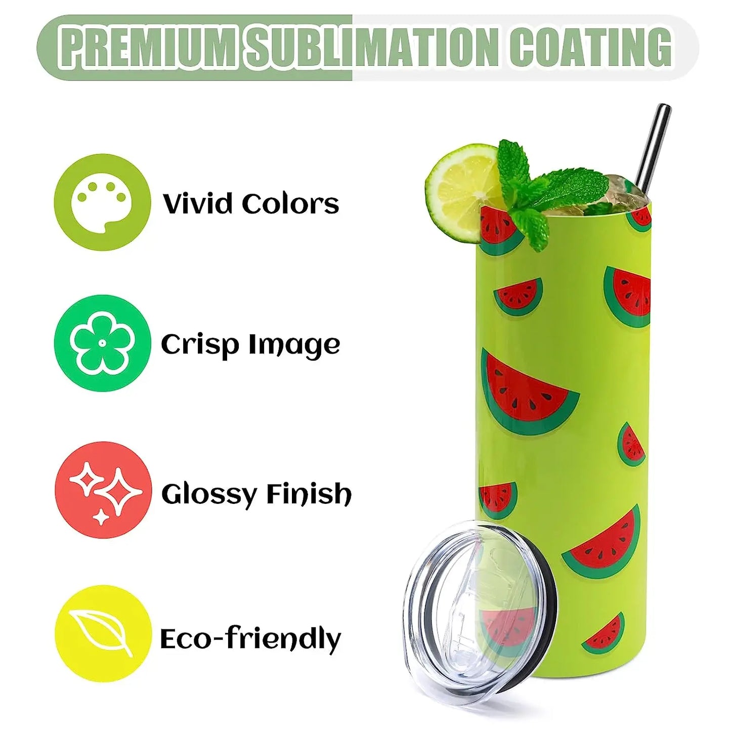 HTVRONT 8pcs Stainless 20 OZ Sublimation Tumblers Skinny Straight Sublimate Tumbler Blank DIY Mugs Cups with Sublimation Papers