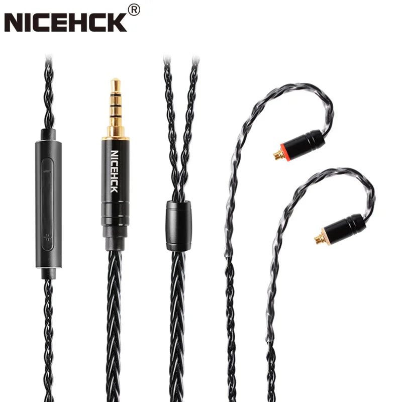 NiceHCK BlackWheat 8 Core Silver Plated Copper Microphone Cable MMCX/QDC/0.78 2Pin With Mic for DB1 DB3 AS10 EDX CA4 C12