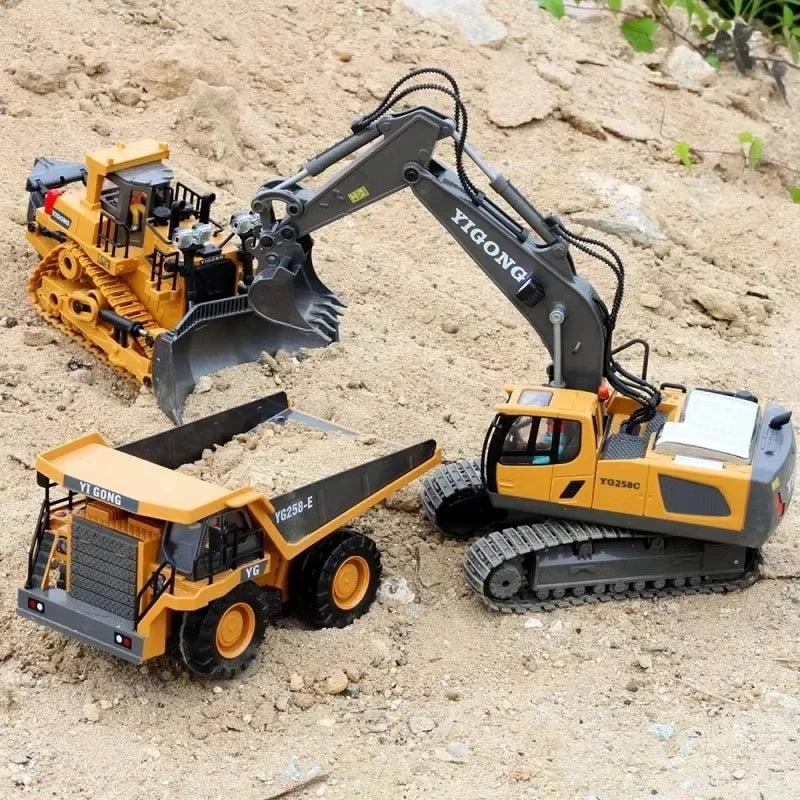 11 Channel RC Control Truck 1:20 Excavator Large Engineering  Toy Kids Simulation  Alloy Remote Control Excavator Toy Gift