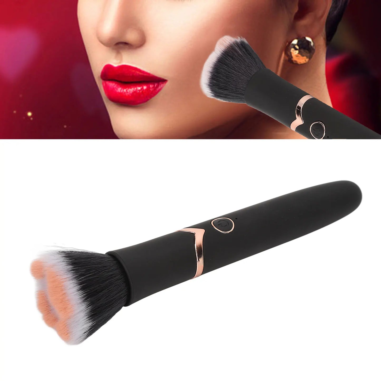 Loose Powder Brush Makeup Brush  Blush Loose Powder Brush 10 Gears Vibration Electric Massage Brush Black Makeup Brush