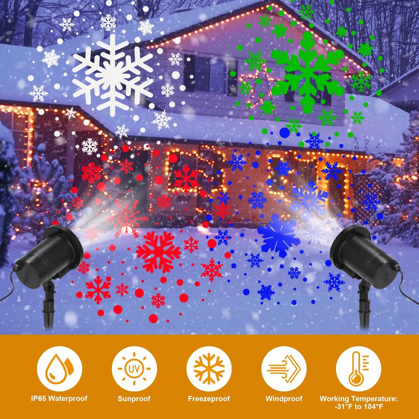 Christmas Projector Lights Halloween Christmas Projector Lights 16 HD Slides LED Waterproof Light Outdoor Indoor Light for Party