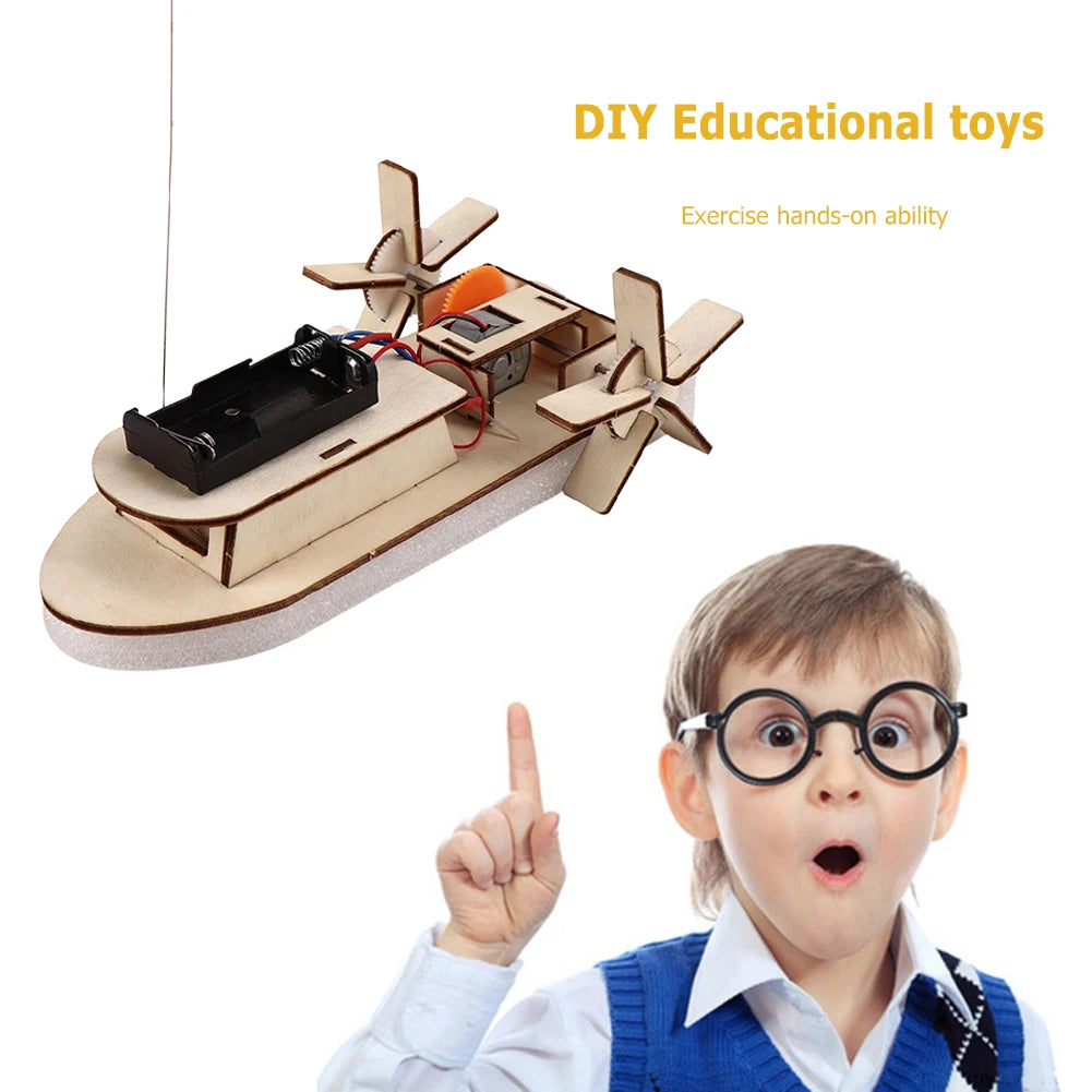 DIY Boat Model Material Set Wood Boat Building Kit 3D Assemble Wooden Paddle Steamer Creative Teaching Educational Science