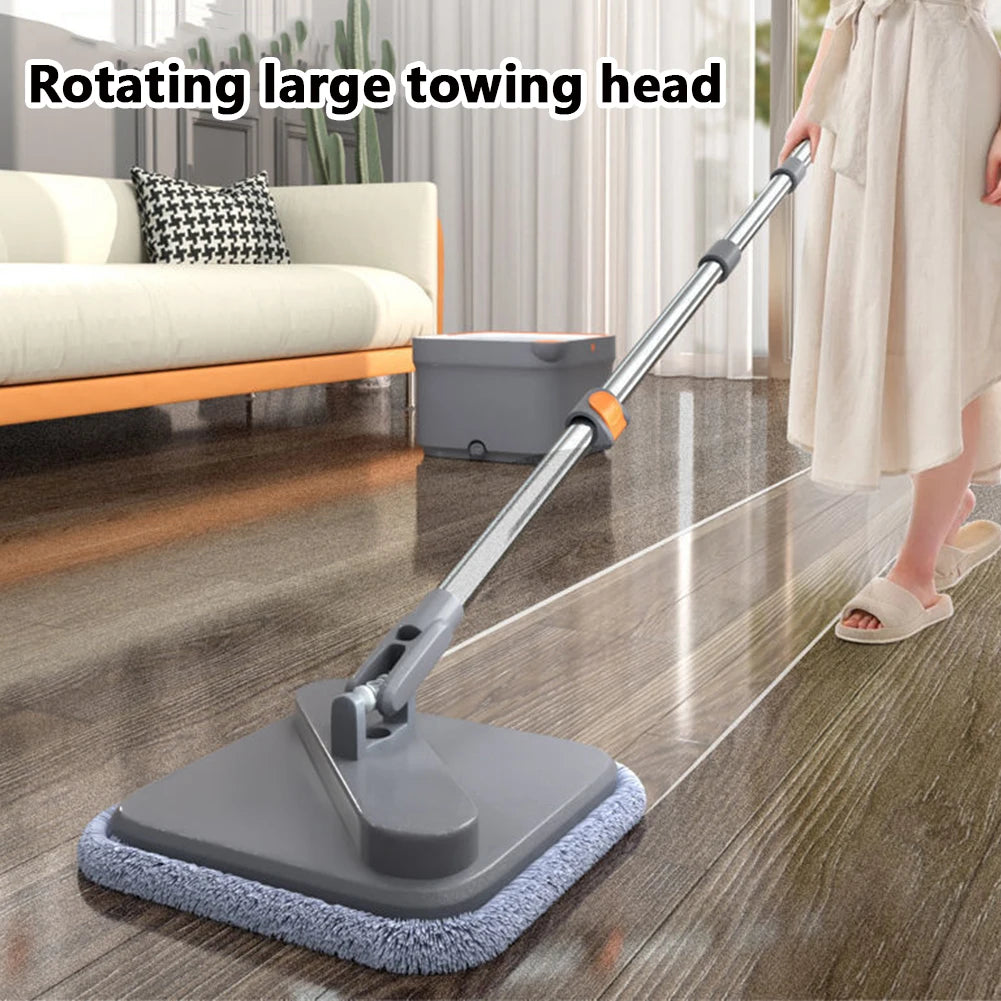 Spin Mop With Bucket Hand-Free Lazy Squeeze Mop Automatic Magic Floor Mop Self-Cleaning Nano Microfiber Cloth Square Mop