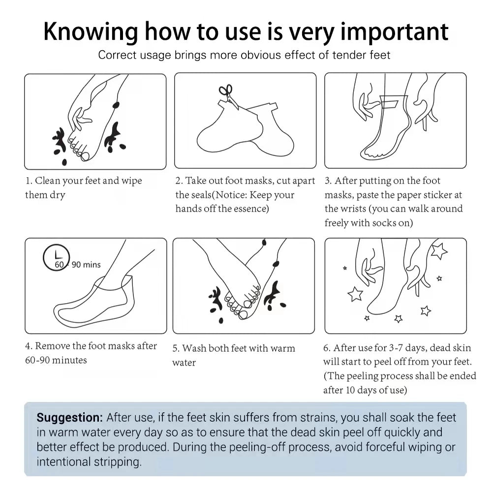 Foot Peel Mask, Exfoliating Peel Off Calluses Dead Skin Callus Remover Dry Cracked Feet, Baby Soft Smooth Touch Feet Skin