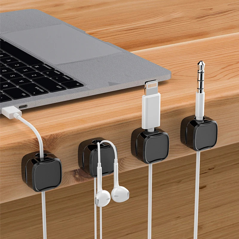 6Pieces Magnetic Cable Clips Cable Smooth Adjustable Cord Holder Under Desk Cable Management Wire Keeper Cable Organizer Holder