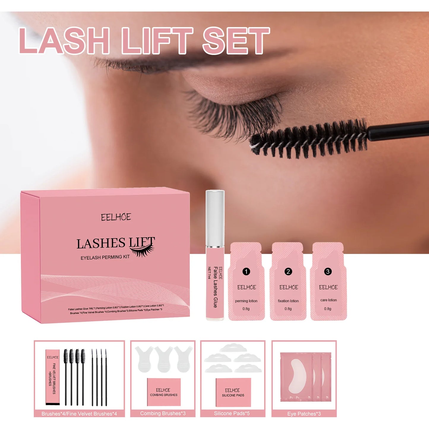 EELHOE Eyelashes Lift And Black Kit Beauty Set Of Curly Eyelashes Eyebrow And Eyelashes Enhance Appearance Of Curly And Eyebrows