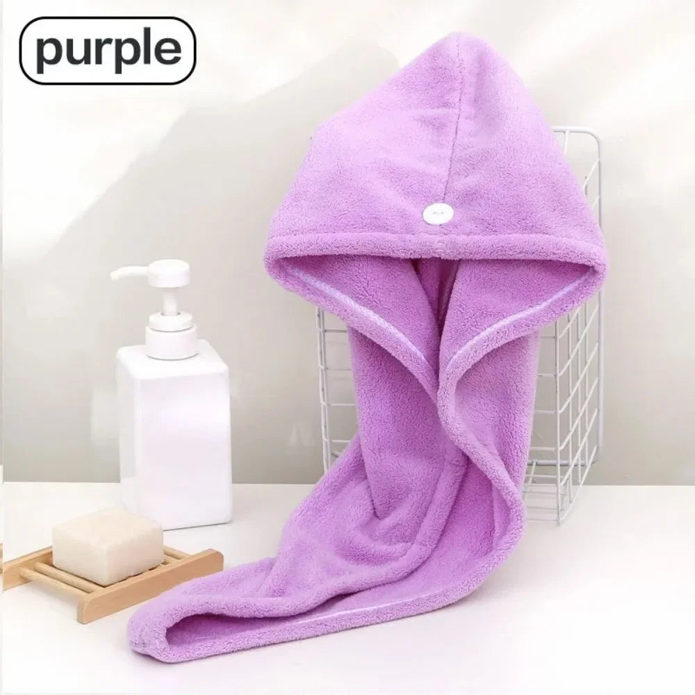 JJYY Super Absorbent Microfiber Coral Velvet Hair Drying Towel Quick Dry Hair Turban for Girl Women Curly Thick