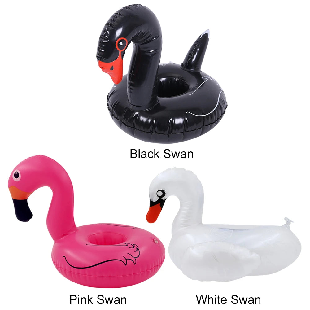 5/10 pcs Inflatable Cup Holder PVC Swan Floating Coasters Portable Swan Beverage Glass Holder for Holiday Birthday Party