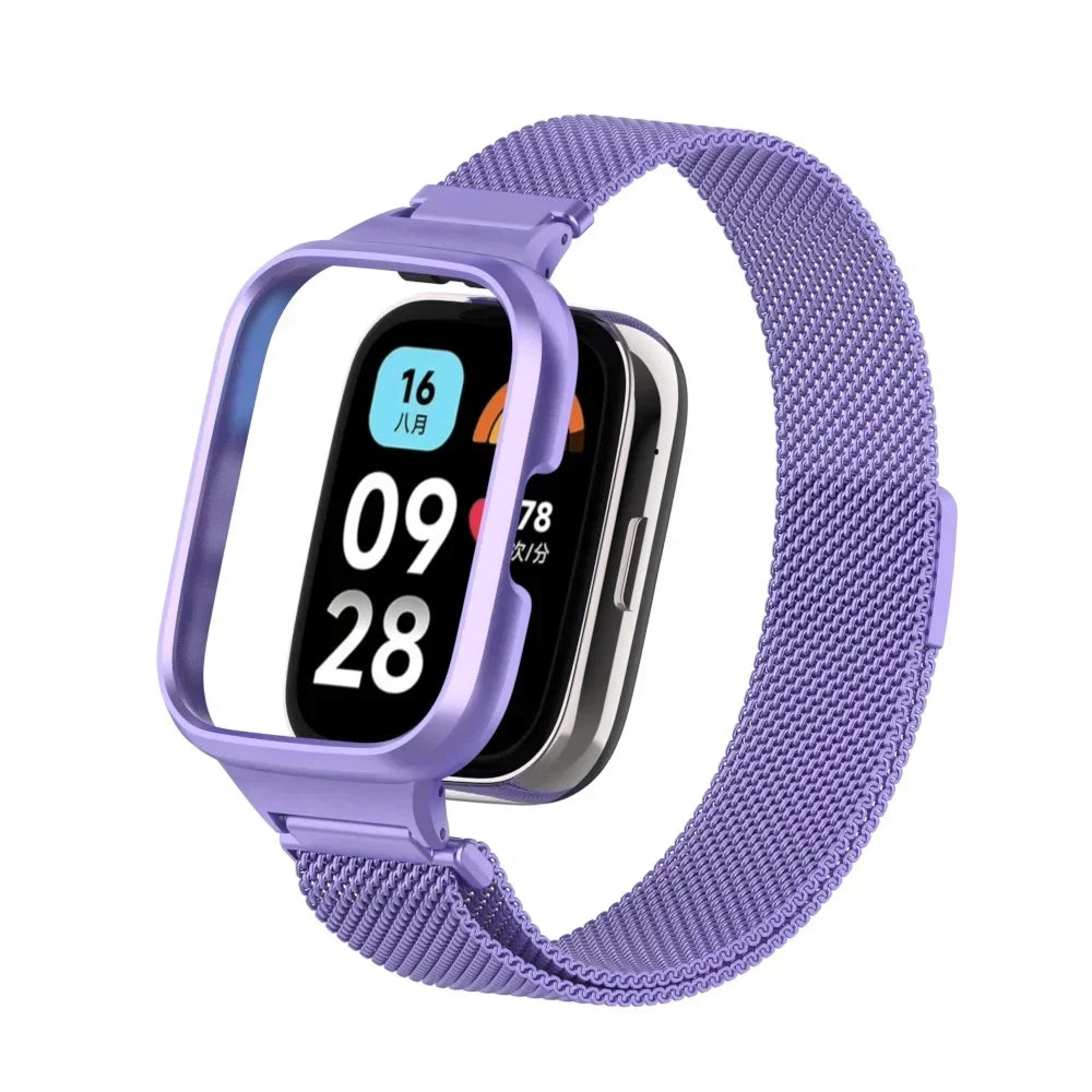 For Redmi Watch 3 Active Metal bracelet for Redmi Watch 3 Lite Band Cover Strap Xiaomi Watch 3 Magnetic loop+Case