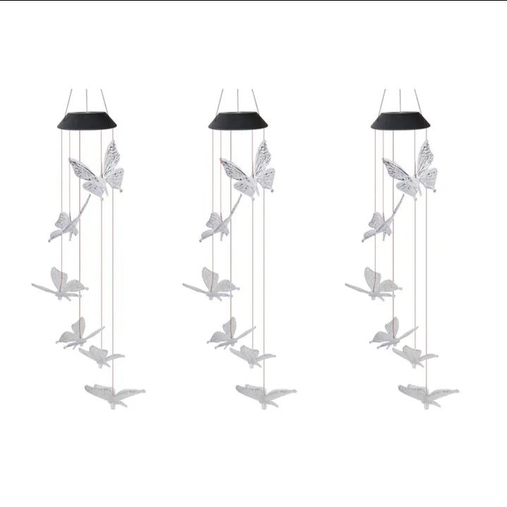 Solar Butterfly Wind Chimes, Color Changing Solar Butterfly Lights Waterproof Outdoor Garden Lights Hanging Wind Chime Lights