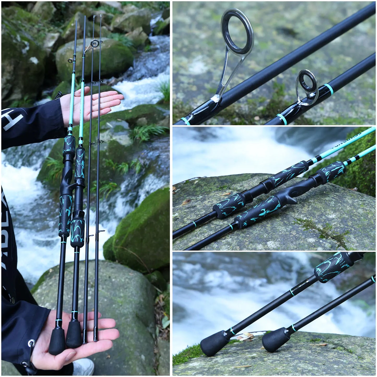 1.8m 1.98m 2 Sections Carbon Spinning Casting Fishing Rods Ultra-Sensitive with Comfort EVA Grip Rod Handle Trout Rod