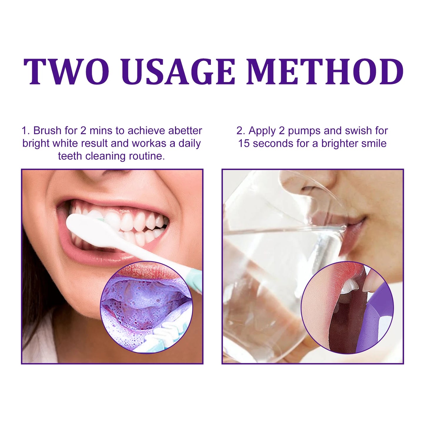 50ML V34 Brighten Whitening Purple Yellow Teeth Toothpaste Foam Cleaning Effective Removing Tooth Stain Oral Cleaning Tooth Care