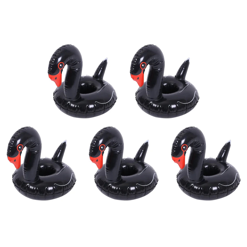 5/10 pcs Inflatable Cup Holder PVC Swan Floating Coasters Portable Swan Beverage Glass Holder for Holiday Birthday Party