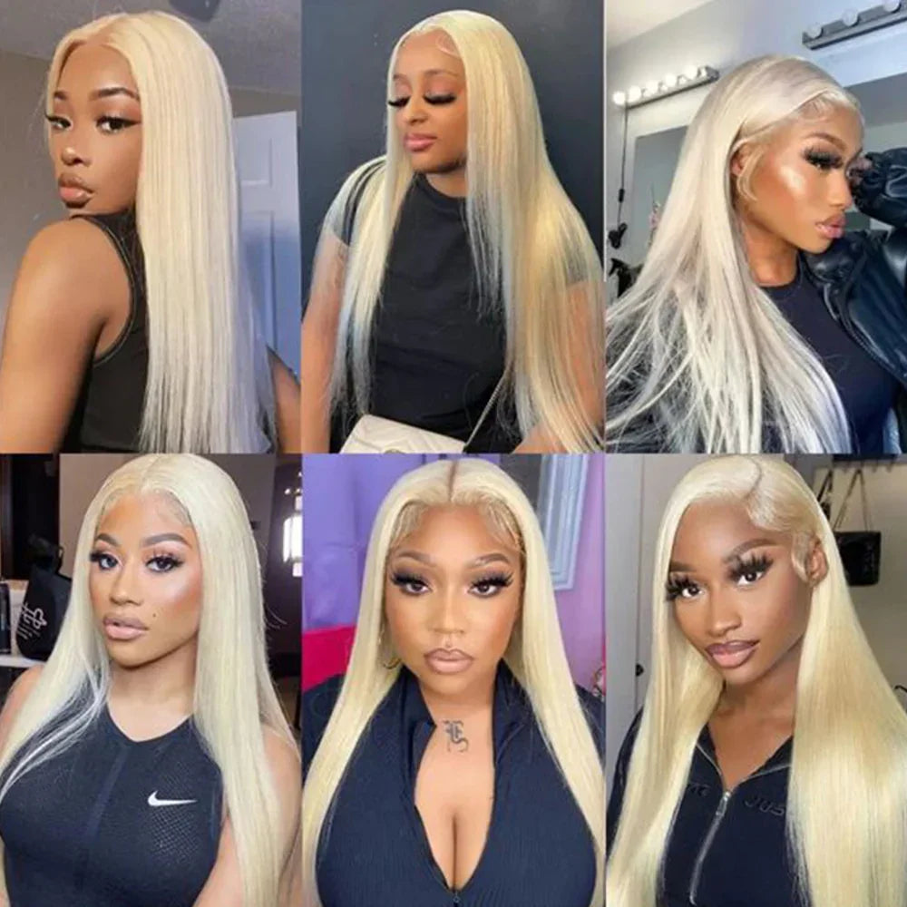 #613 Blonde Color Straight Transparent Lace Frontal Human Hair Wigs13x6 Lace Frontal Wigs For Women With Baby Hair 180% Density