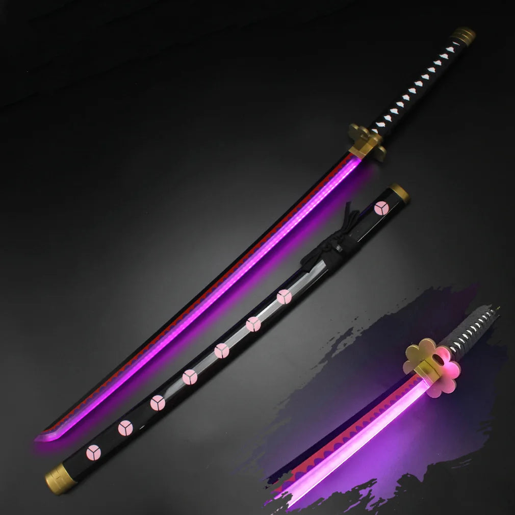 41″ Light Up Roronoa Zoro Swords Katana Japanese Anime Cosplay Samurai Sword Shusui Enma Kitetsu with Sword holder And Belt