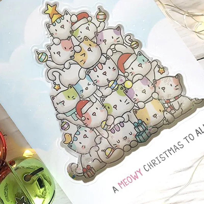 Oh Kitty Tree Clear Transparent Stamps For DIY Scrapbooking Christmas Album Card Making Decoration Paper Crafting