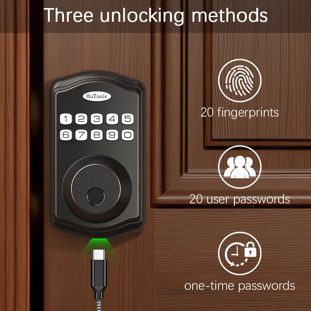 Smart Keypad Door Lock Set - Touch Fingerprint Password Lock- Keyless Entry Door Lock, Keyed Entry, Auto Lock, And Easy Installa