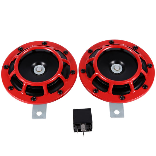 Red/Black Hella Super Loud Compact Electric Blast Tone Air Horn Kit 12V 115DB For Motorcycle Car 2pcs/set