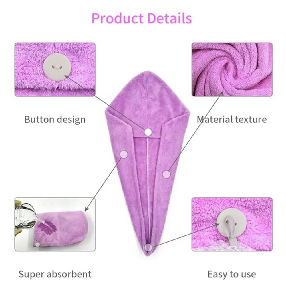 JJYY Super Absorbent Microfiber Coral Velvet Hair Drying Towel Quick Dry Hair Turban for Girl Women Curly Thick