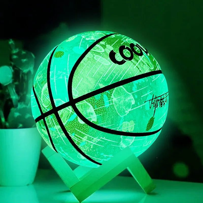 1pc No.7 Luminous Basketball Game Ball Outdoor Wearable PU Fluorescent Basketball