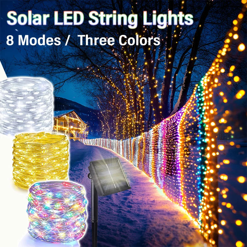 IRILUCN Outdoor LED Solar String Light Solar Fairy Lights LED Copper Wire Lights Xmas Lights Waterproof Garden Decoration