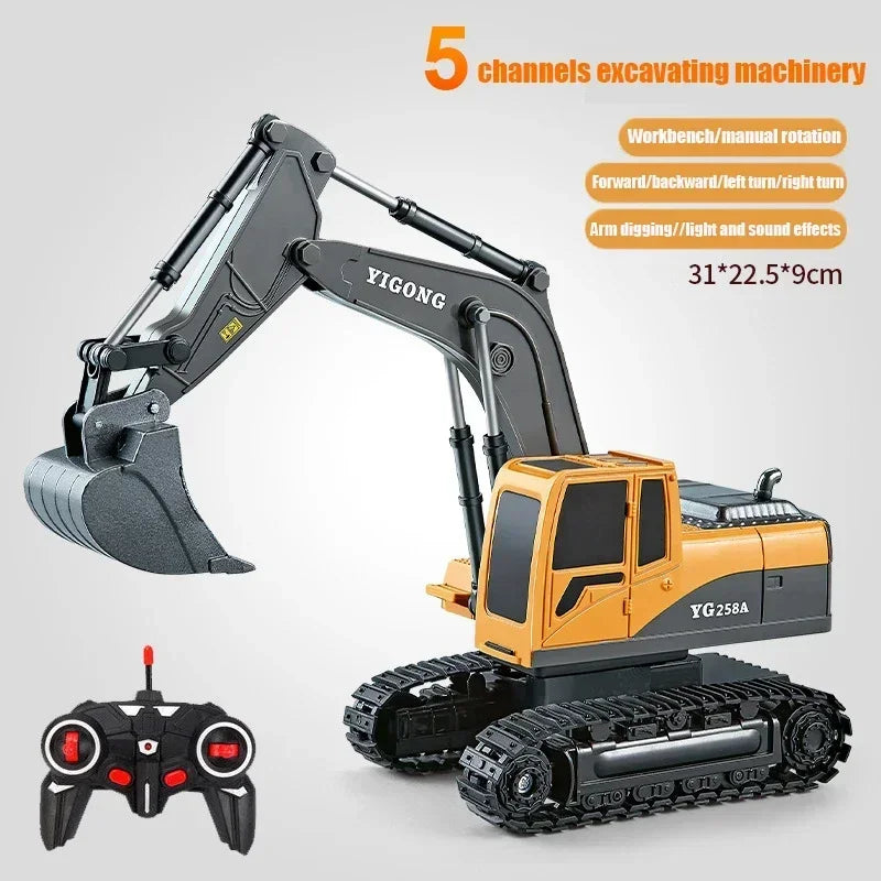 11 Channel RC Control Truck 1:20 Excavator Large Engineering  Toy Kids Simulation  Alloy Remote Control Excavator Toy Gift