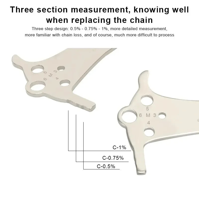 Bicycle Chain Wear Indicator Ruler Repair Tool Stainless Steel Mountain Road Bike Chain Gauge Measurement Checker Screw Diameter