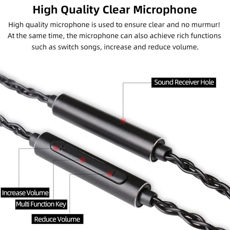 NiceHCK BlackWheat 8 Core Silver Plated Copper Microphone Cable MMCX/QDC/0.78 2Pin With Mic for DB1 DB3 AS10 EDX CA4 C12