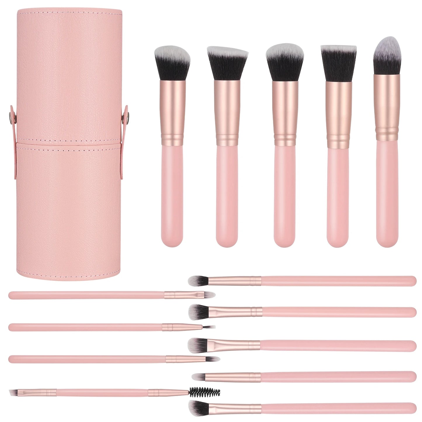 14PCS Makeup Brushes Set With PU Leather Holder, Premium Synthetic Professional Makeup Brushes for Full Face Make Up