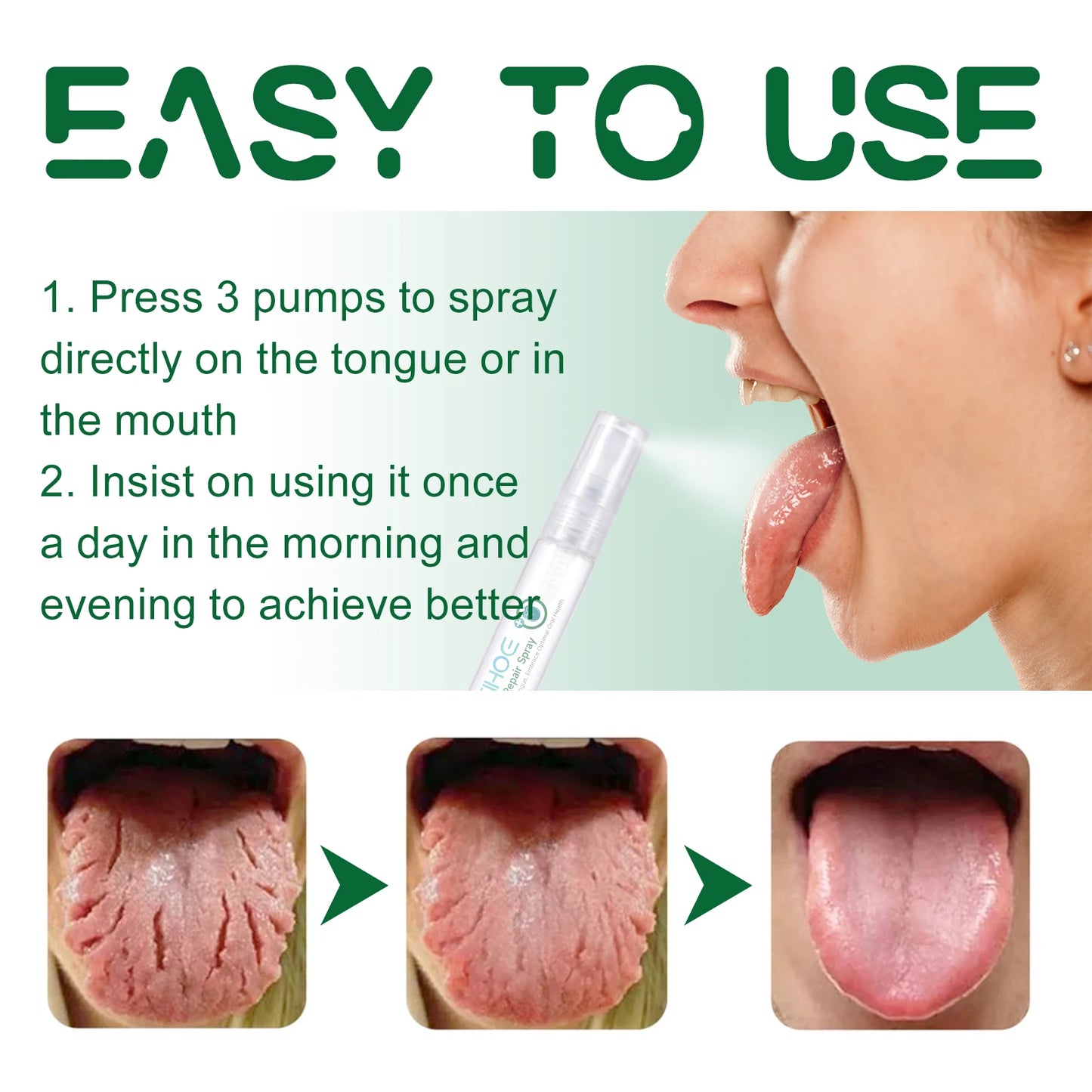 Tongue Moisturizing Spray,Repair White Tongue Coating,Relieve Dry and Swollen Tongue,Oral Care Spray