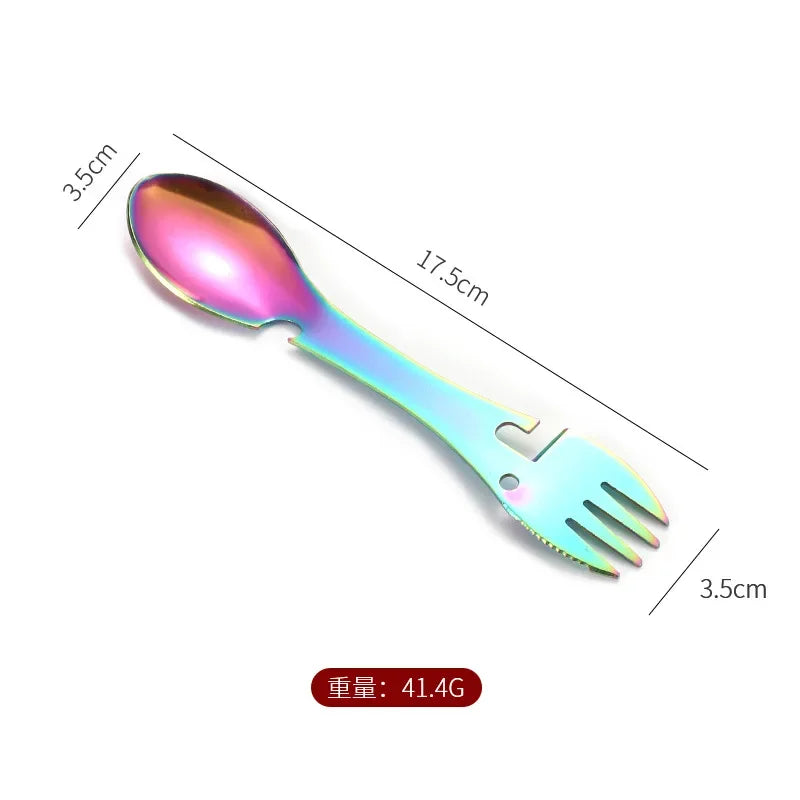 Outdoor Camping Picnic Titanium Spork Spoon Tableware Ultralight Hiking Camping Travel Tableware Cookware Portable Outdoor