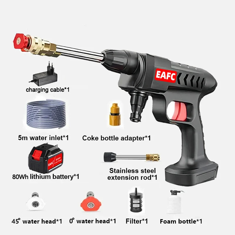 EAFC 60Bar Cordless High Pressure Car Washer  30000mAh Rechargeable Car Wash Gun Electric Water Gun Foam Machine