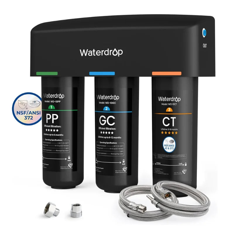 Waterdrop TSA 8 Layer Under Sink Water Filter System, Under Sink Water Filtration System, Reduces PFAS, PFOA/PFOS, Fluoride