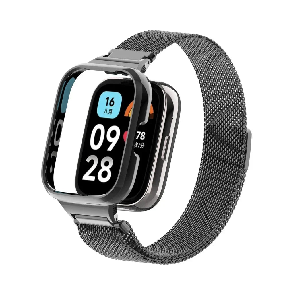 For Redmi Watch 3 Active Metal bracelet for Redmi Watch 3 Lite Band Cover Strap Xiaomi Watch 3 Magnetic loop+Case