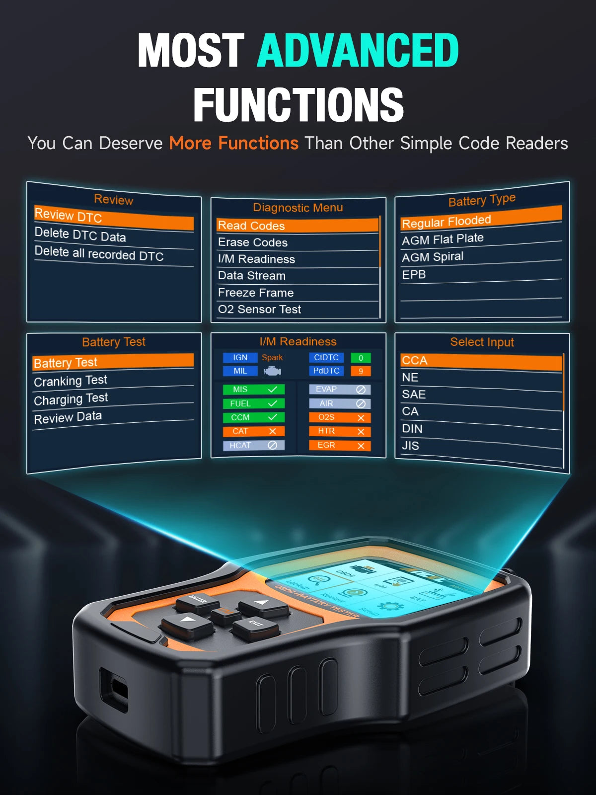 ANCEL AD410 PRO Code Reader + Battery Test Check Engine With Full OBD2 Function Car Diagnostic Tools