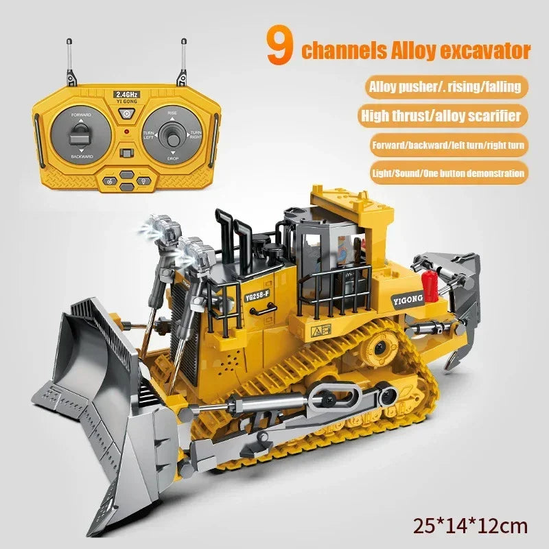 11 Channel RC Control Truck 1:20 Excavator Large Engineering  Toy Kids Simulation  Alloy Remote Control Excavator Toy Gift