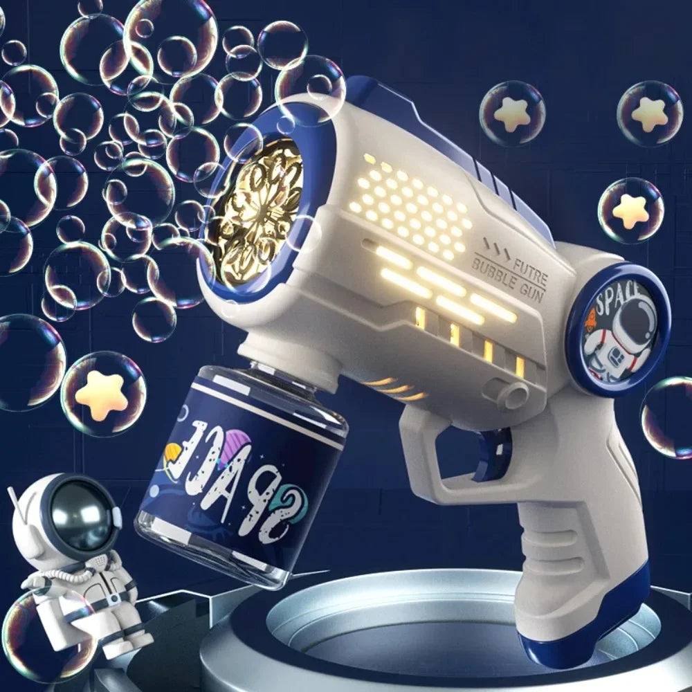 Space Automatic Bubble Gun Electric Soap Bubble Maker with Lights Cartoon Astronaut Outdoor Park Toys for Kids Children's Gift