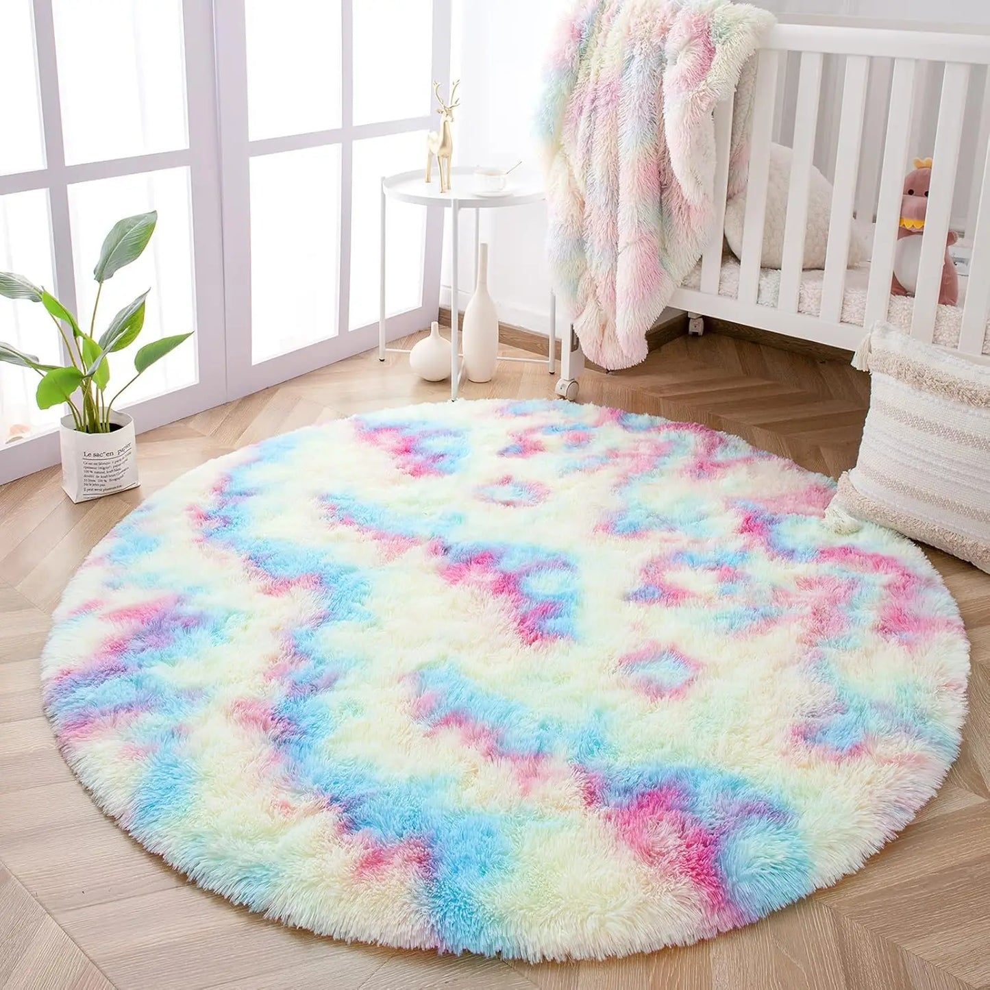 Carpet Living Room Round Thick Carpet Fluffy Large Area Mat Floor Soft Rug Bedroom Long Plush Rug Children Room Decor