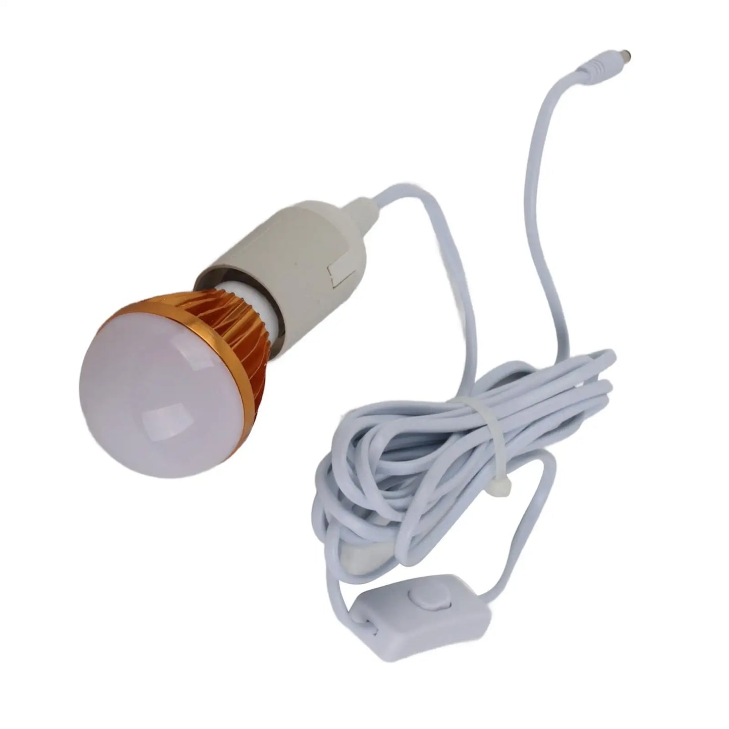 12V 5W E27 Spiral LED Ball Bulb - Solar-Controlled, High Brightness with Cable