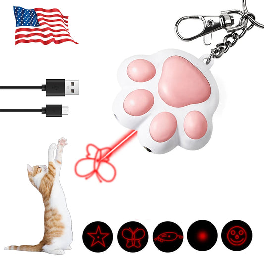 Interactive Cat Toys for Cats & Dogs 5-in-1 USB Rechargeable Cat Teaser Toy With UV light for Chasing and Exercise