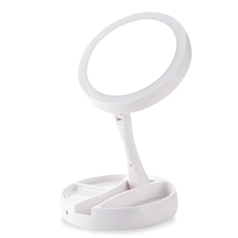 Foldable USB Charging or Battery Led Mirror Makeup White Vanity Cosmetic Mirror with Light 10X Magnifying Table Mirrors