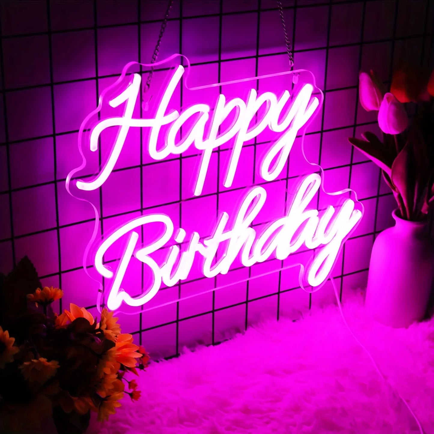 Happy Birthday Neon Sign for Birthday Party Decor LED Neon Light Sign Neon  for Any Ages Bday Celebration Home Decoration Gift