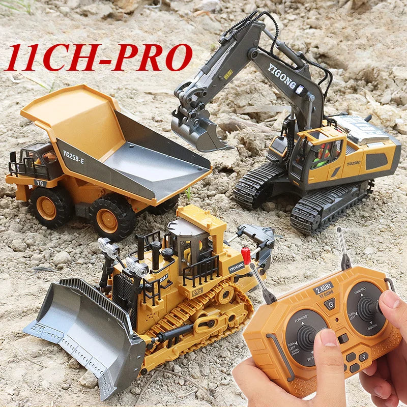 1: 20 Large Alloy Remote Control Excavator 11 Channel Crawler Excavator Children Boy Competition Engineering Vehicle Model Toy