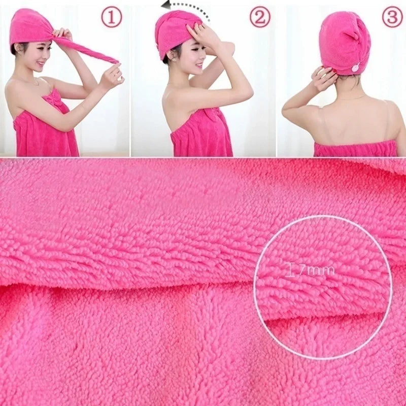 JJYY Super Absorbent Microfiber Coral Velvet Hair Drying Towel Quick Dry Hair Turban for Girl Women Curly Thick