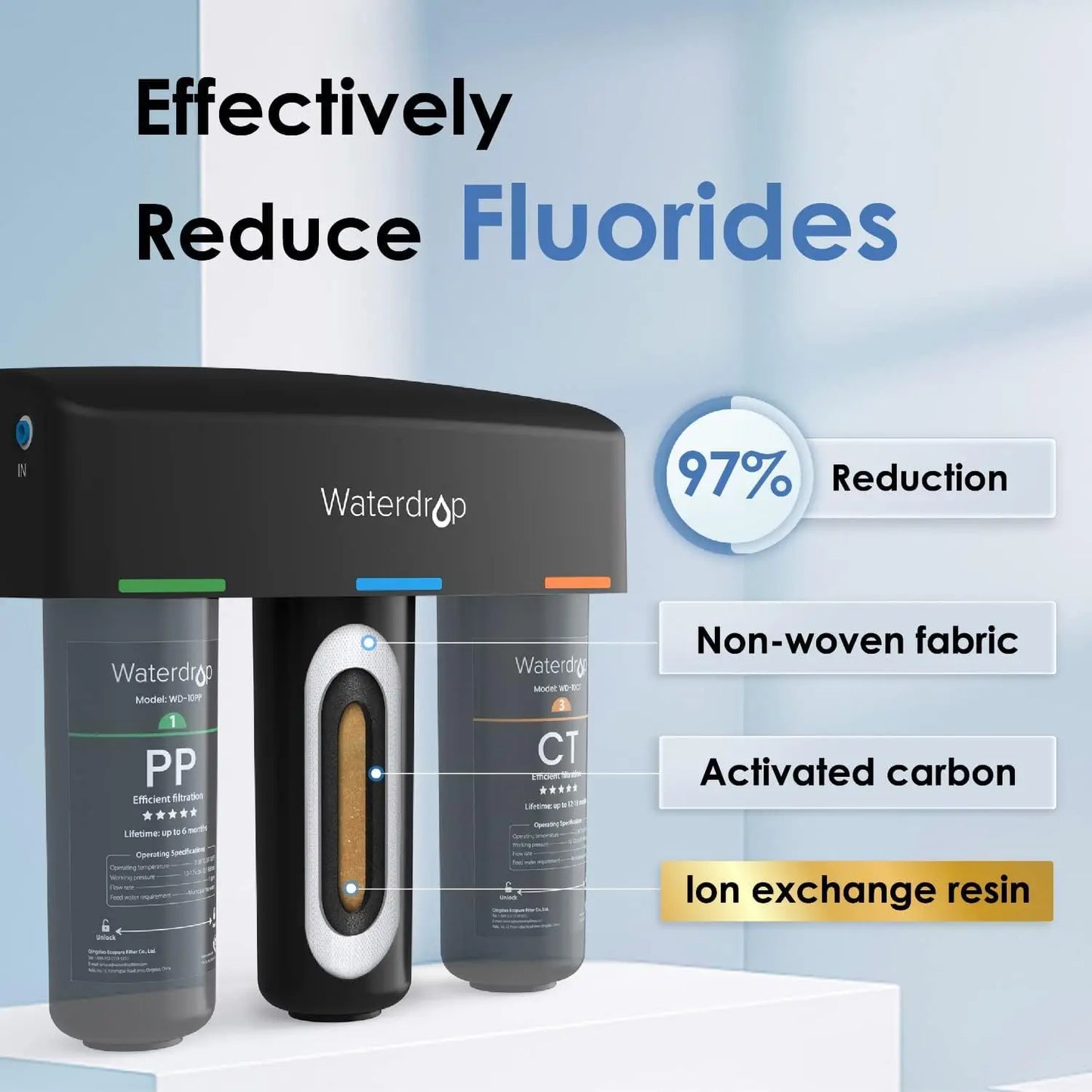 Waterdrop TSA 8 Layer Under Sink Water Filter System, Under Sink Water Filtration System, Reduces PFAS, PFOA/PFOS, Fluoride