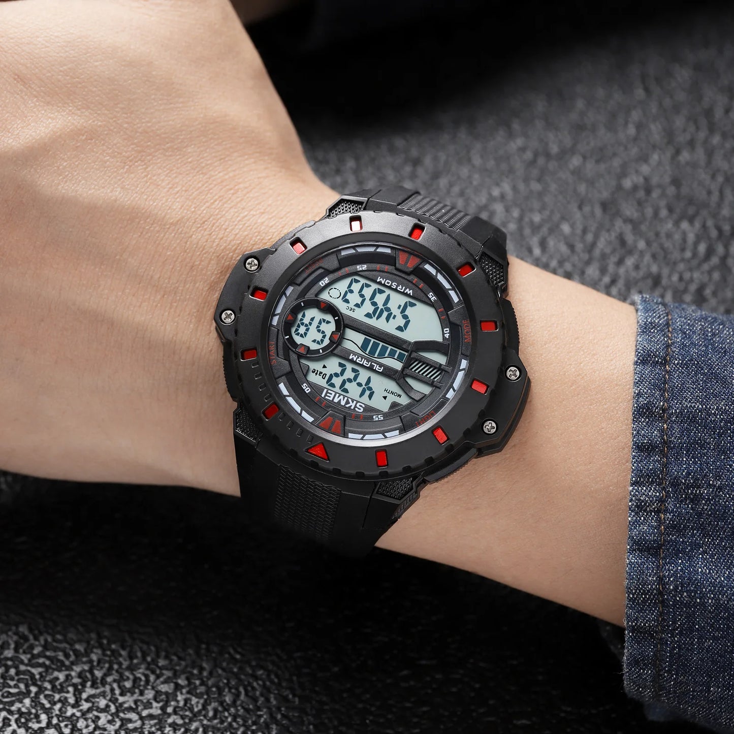 SKMEI New Cool 5Bar Waterproof Sport Watches Men Multifunction Back Light Chrono Watch Pu Band Wristwatches Relogios Masculino