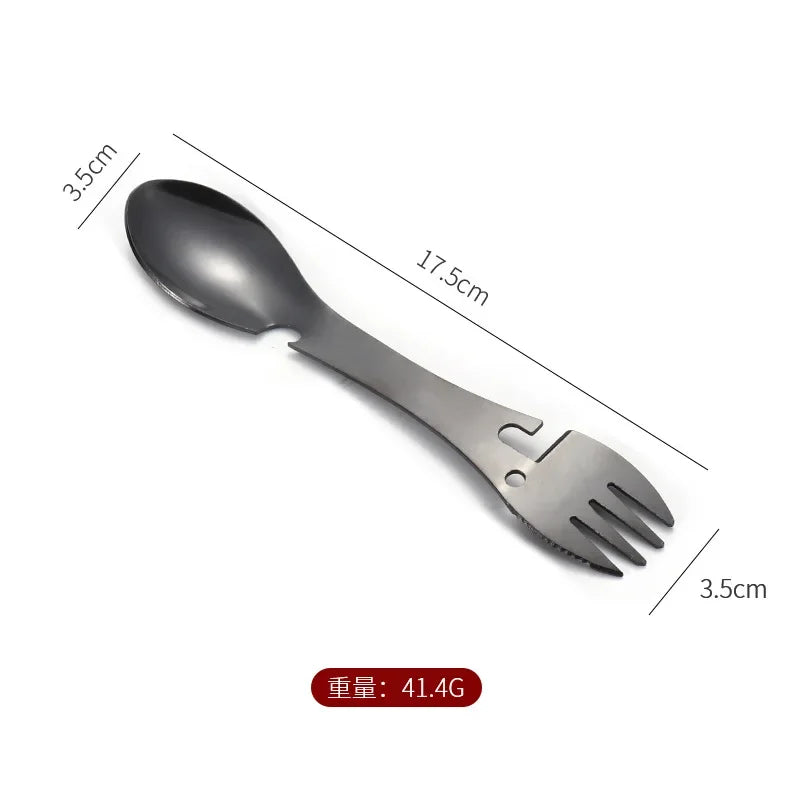 Outdoor Camping Picnic Titanium Spork Spoon Tableware Ultralight Hiking Camping Travel Tableware Cookware Portable Outdoor