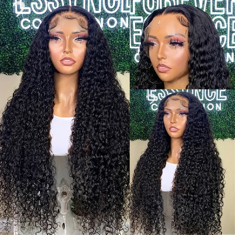 13x4 Curly Human Hair Transparent Lace Front Wigs 13x6 HD Lace Frontal Wig Human Hair For Women 30 inch Deep Wave Frontal Wig